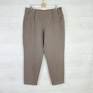 Seasalt Cornwall Nanterrow Trouser Pants UK 18 Waist 38 Petite Taupe Linen Blend
